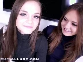 TWIN SISTERS Give POV Blowjob and Swallow Cum